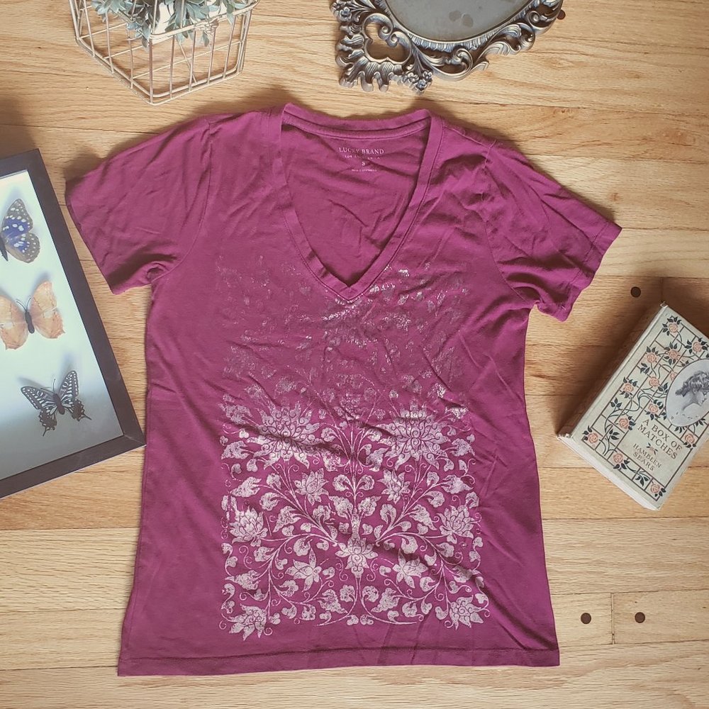 Lucky Brand Shirt with Gold Floral Print
